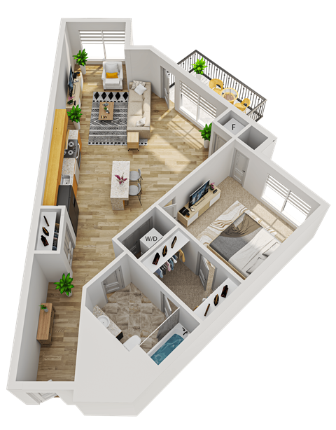 F1 Floor Plan at Wheaton 121, Illinois, 60187
